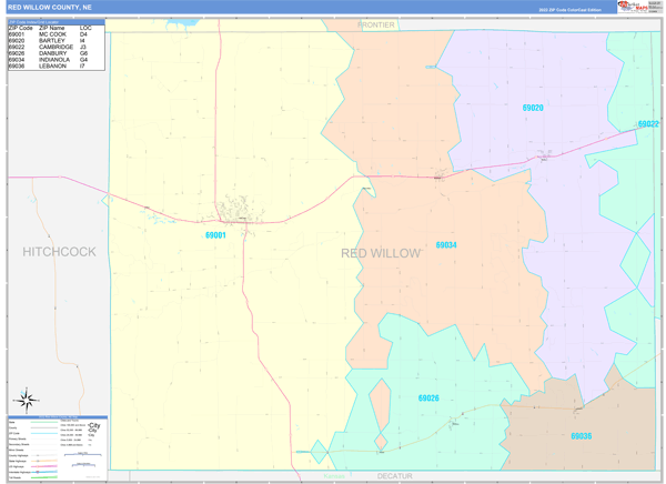 Red Willow County Digital Map Color Cast Style